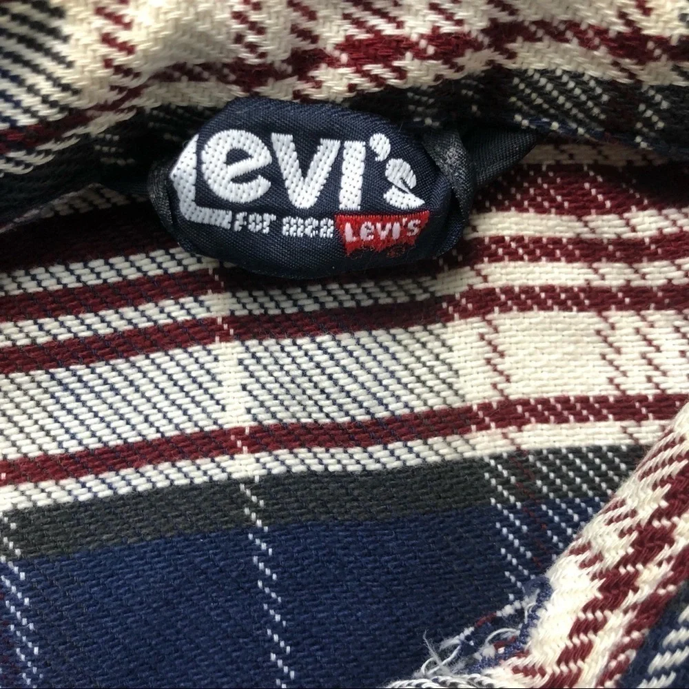 VTG Levi’s Mens Woven Cotton Blend Plaid Button Up Classic Shirt Farmer Western